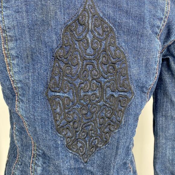 Of The Earth Embroidery Floral Jean Button Jacket Size XS - Picture 8 of 10
